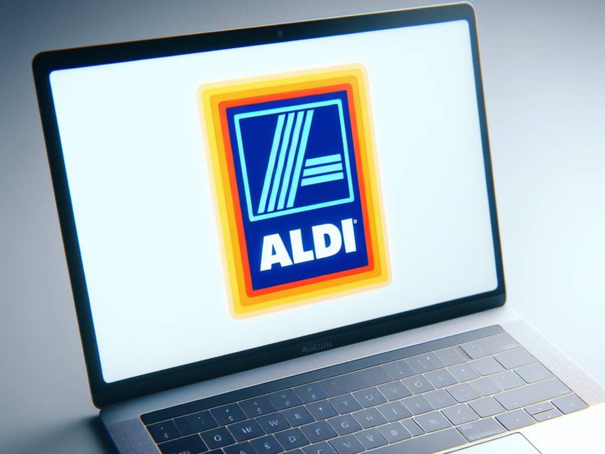 Aldi-Logo auf dem Display eines Notebooks