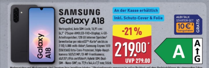 Samsung Galaxy A18 LTE bei Aldi kaufen.
