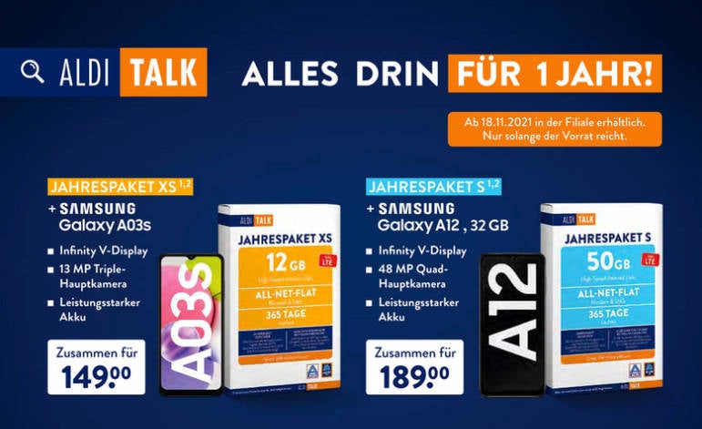 Aldi Talk Jahrespakete mit Smartphone-Bundles