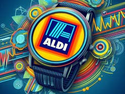 Aldi-Logo auf dem Display einer Smartwatch.