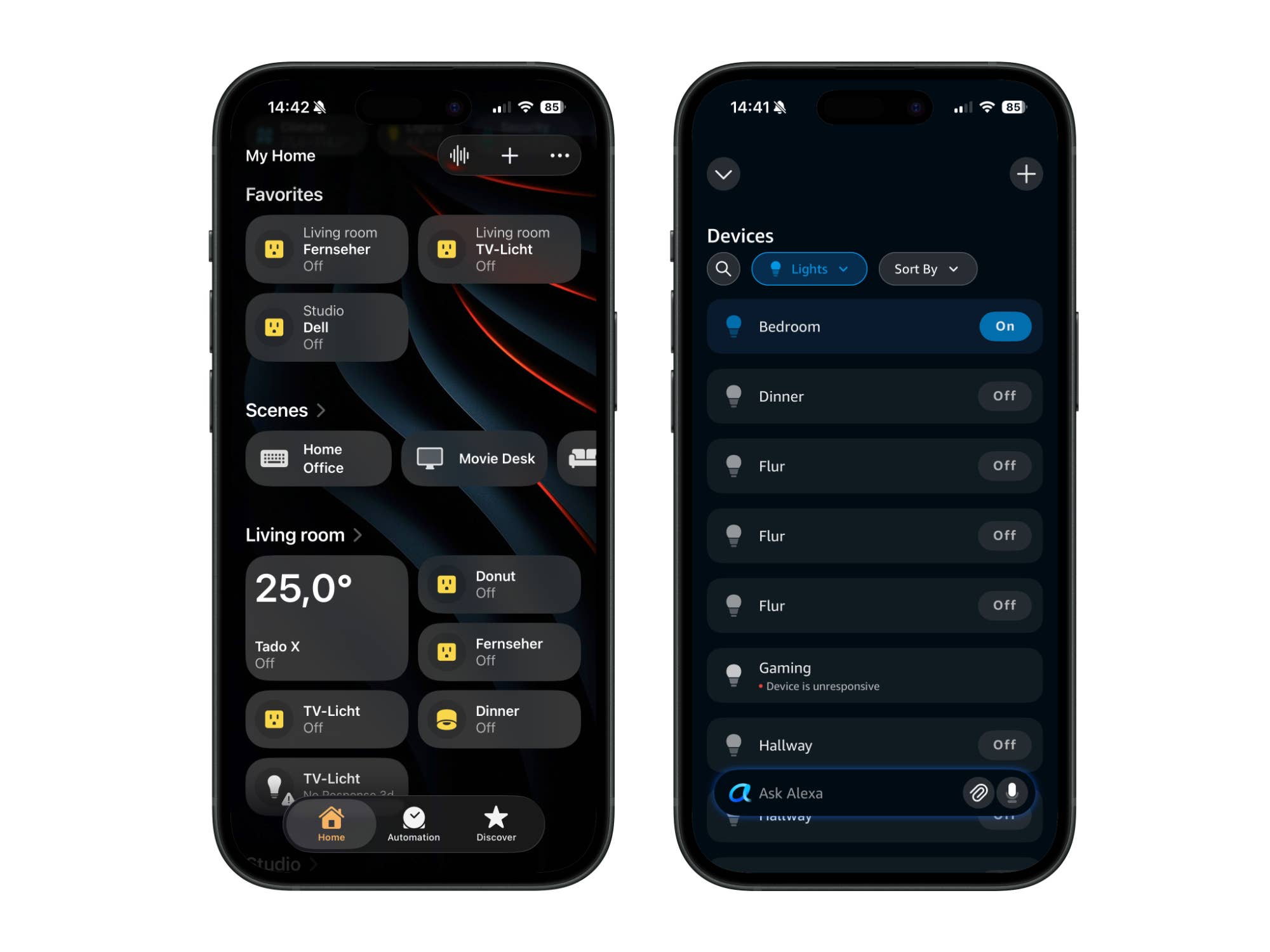 Apple Home und Amazon-Alexa-App-Vergleich