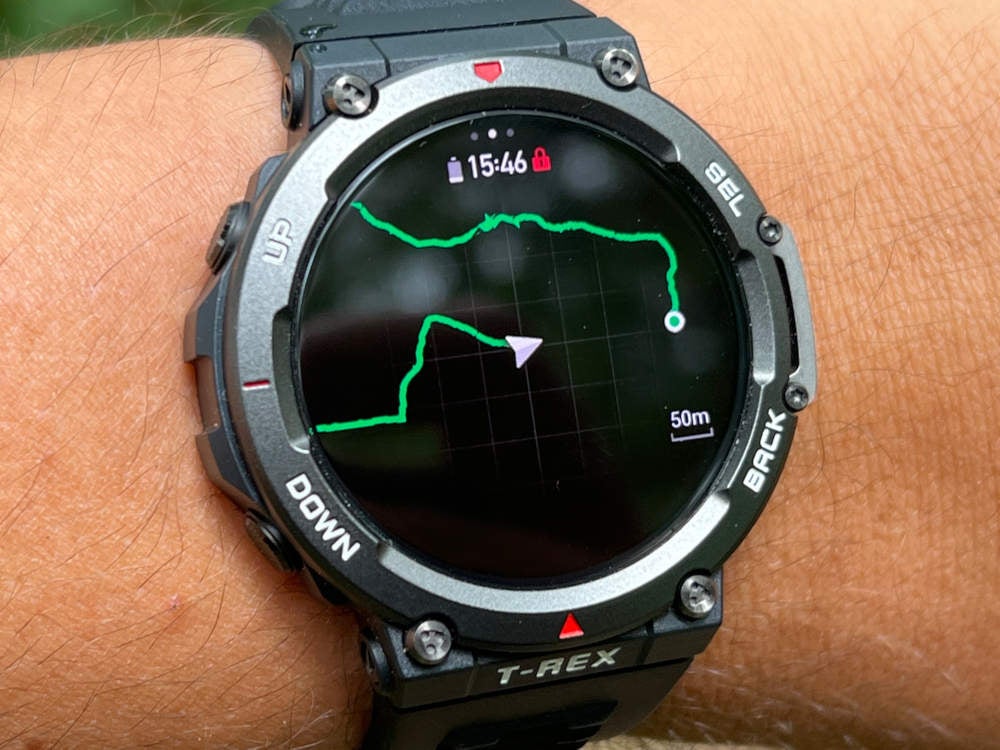 Zurück zum Start: die Amazfit T-Rex 2 weist den Weg.