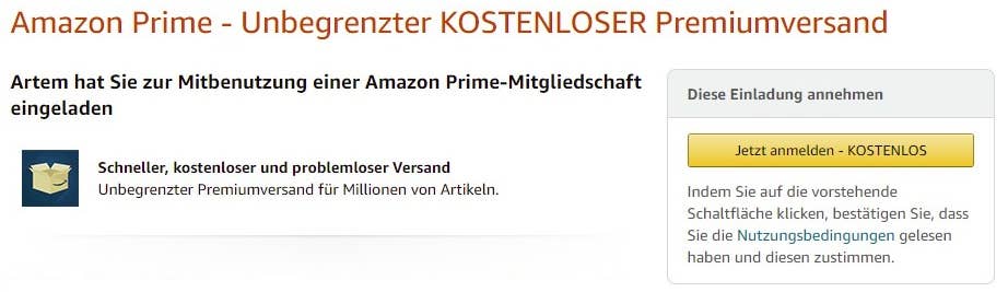 Amazon Prime teilen