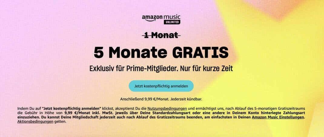 Amazon Music "5 Monate gratis"-Angebot zum Prime Day 2024