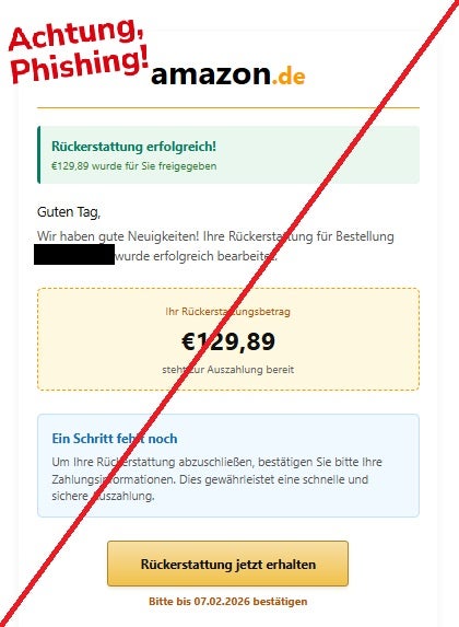 Phishing-Mail im Namen von Amazon