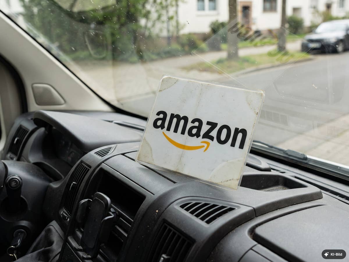 Amazons Auto-Bestseller Nr. 1 – nur heute mit 43 Prozent Rabatt Amazon-Schild in einem Auto