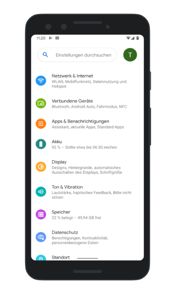 Die neu gestalteten Einstellungen in Android 12