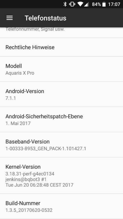 Android 7.1.1 auf dem BQ Aquaris X Pro