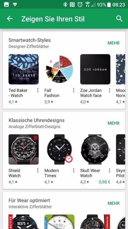 Android Wear App - Screenshots