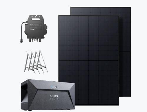 Anker Solix Balkonkraftwerk mit Speicher, Solarplatten und Halterungen