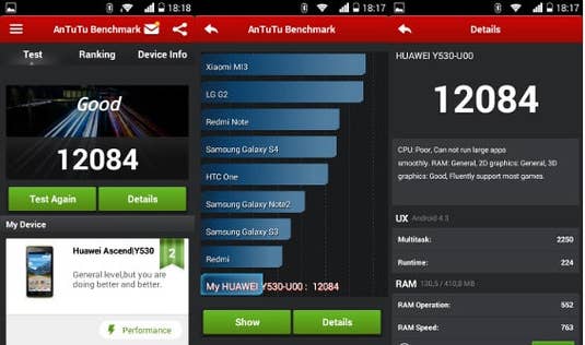 AnTuTu-Benchmark-Test vom Hauwei Ascend Y530