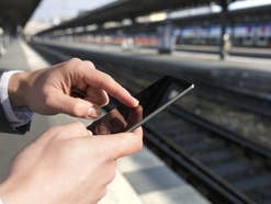App, Pendler, Bahn, Smartphone, Zug