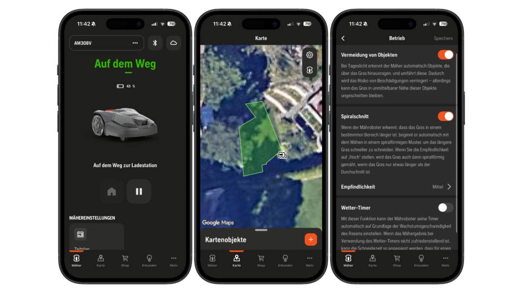 Screenshot aus der Husqvarna-App