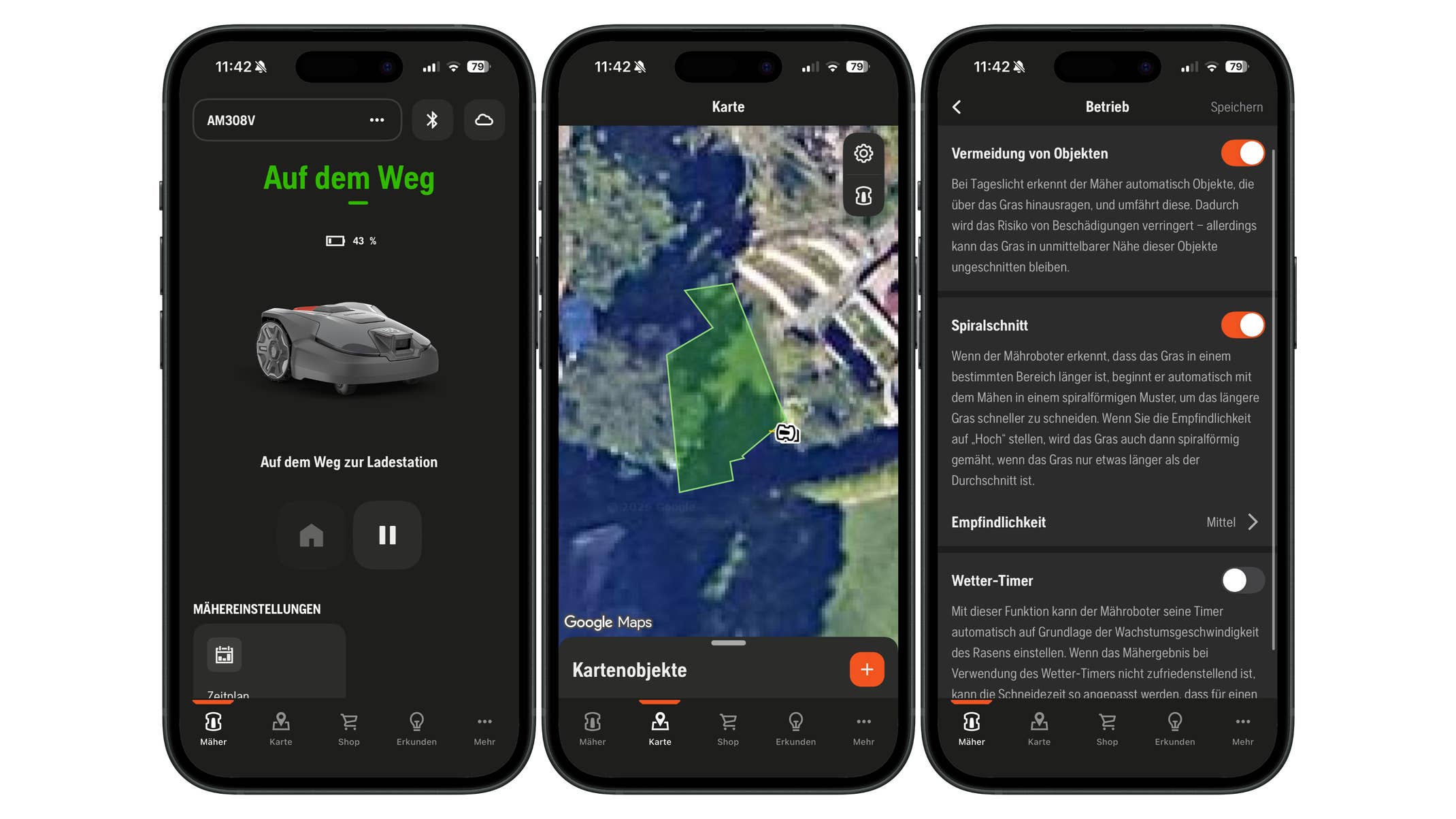 Screenshot aus der Husqvarna-App