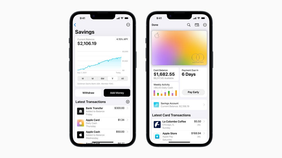 Apple Card Savings App-Ansicht.