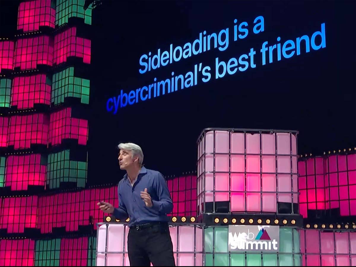 Craig Federighi, Apples Senior Vice President of Software Engineering, auf der Bühne des Web Summit 2021