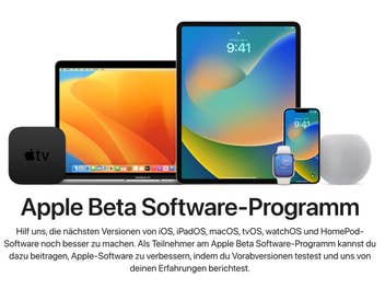 Apples Website zum öffentlichen Beta-Programm von iOS 16