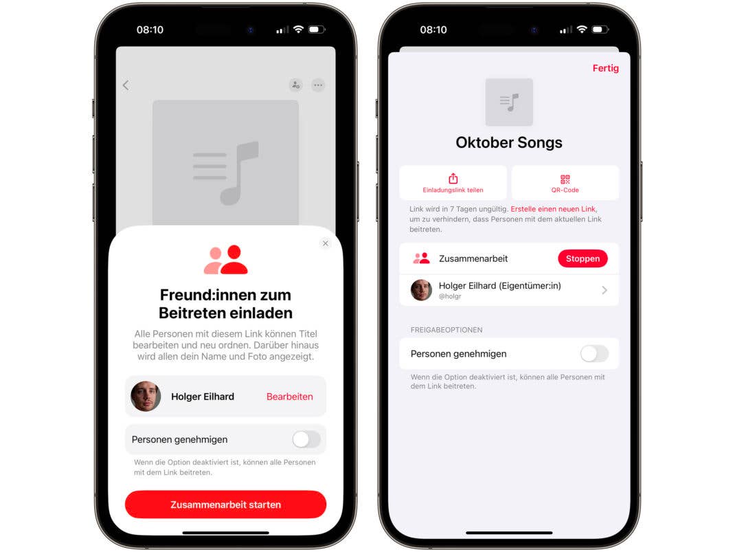 In der Music-App kannst du nun Playlisten mit Freunden gemeinsam bearbeiten