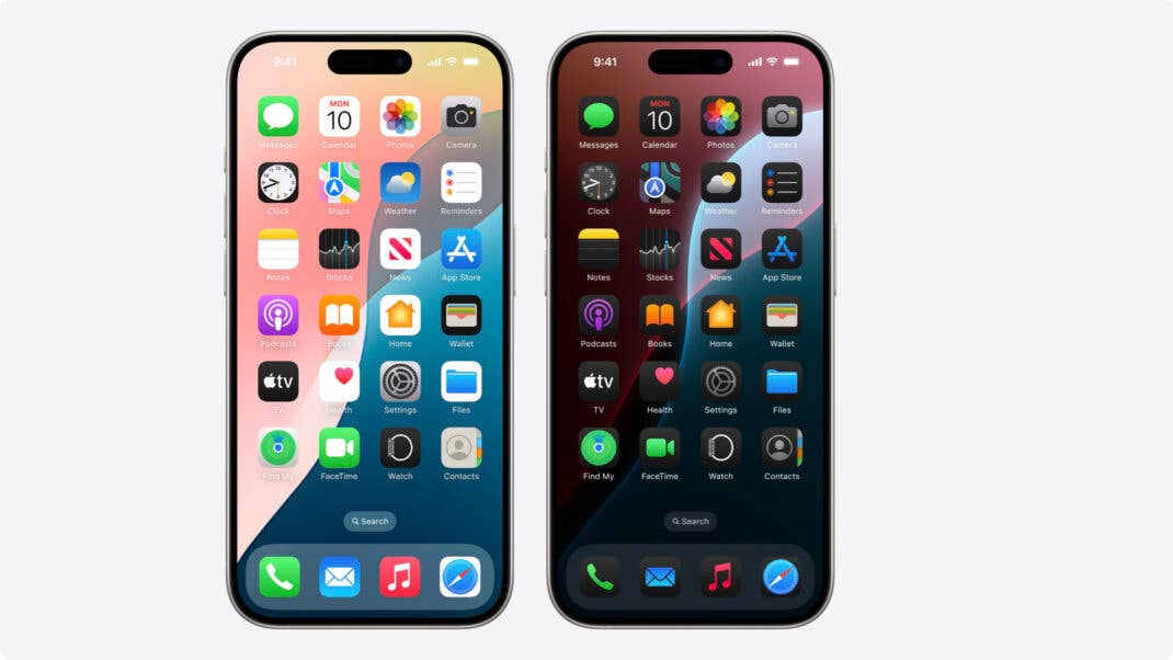 Der Homescreen in iOS 18 bietet jetzt auch einen Dunkelmodus
