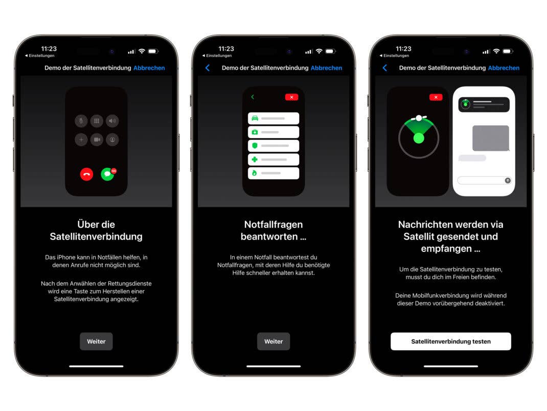 Notruf SOS über Satellit auf dem iPhone 14