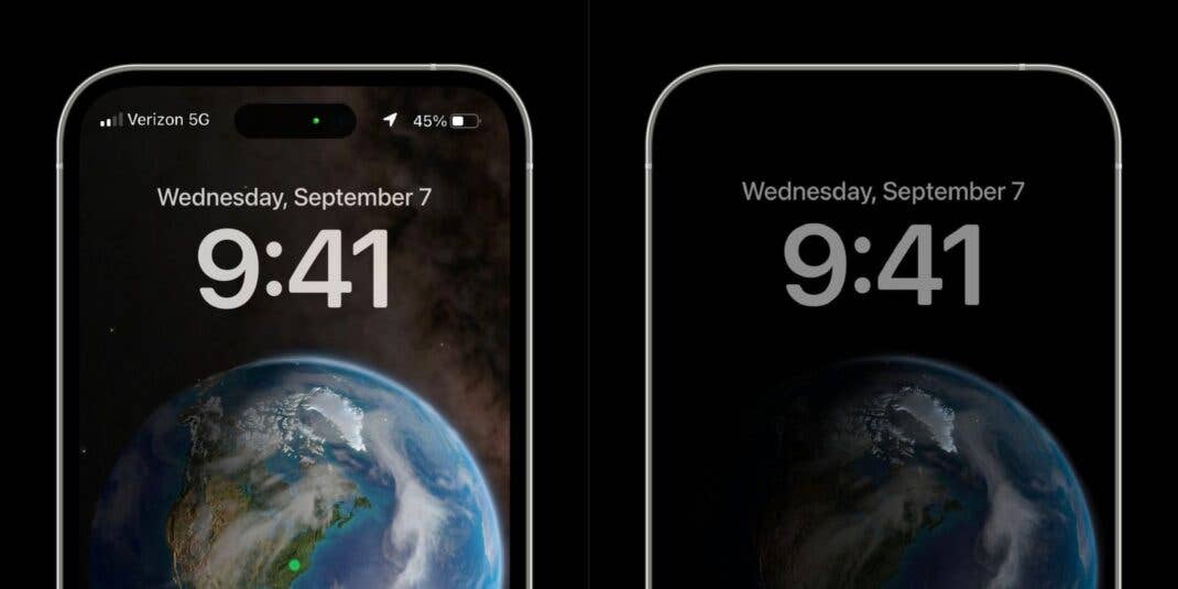 Zwei Screenshots, die das aktive und Always-On-Display zeigen