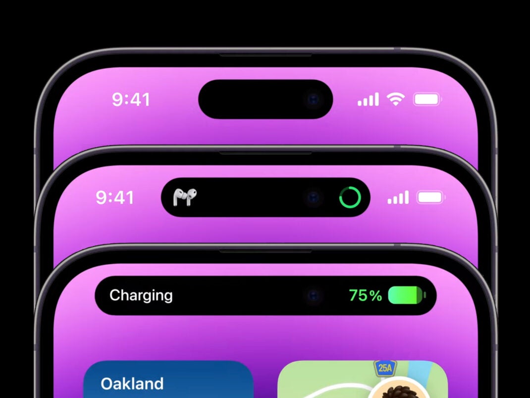 Screenshots vom iPhone 14 Pro mit AirPods in der Dynamic Island
