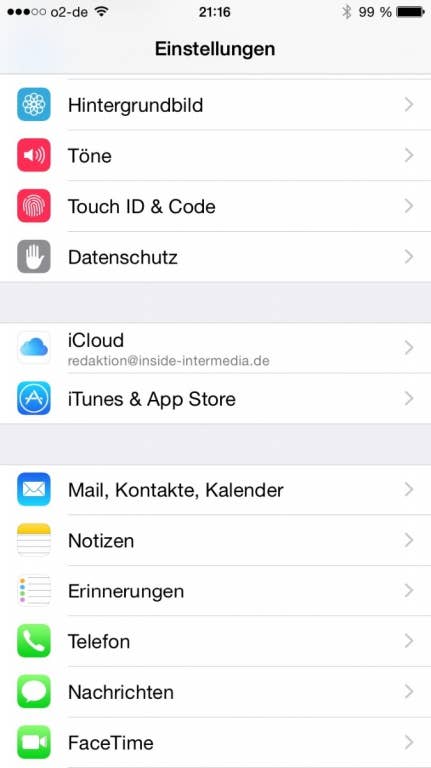 Apple iPhone 6: iOS 8 Nutzeroberfläche