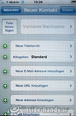 Apple iPhone: neuer Kontakt
