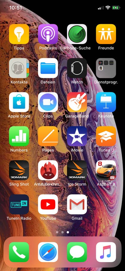 Homescreen des Apple iPhone XS