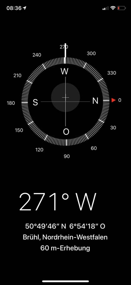 Kompass des Apple iPhone XS