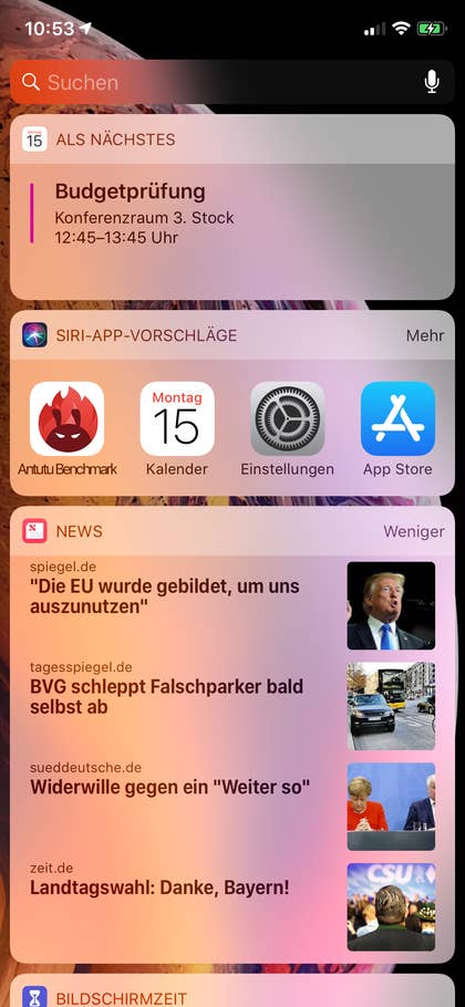 Widgets des Apple iPhone XS