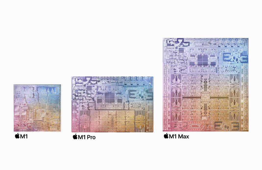 Bild der drei M1-Chips von Apple