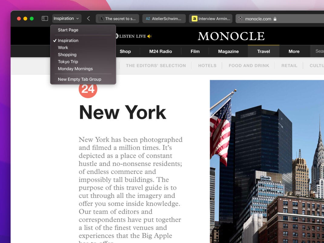 Tab-Gruppe in Safari von macOS Monterey