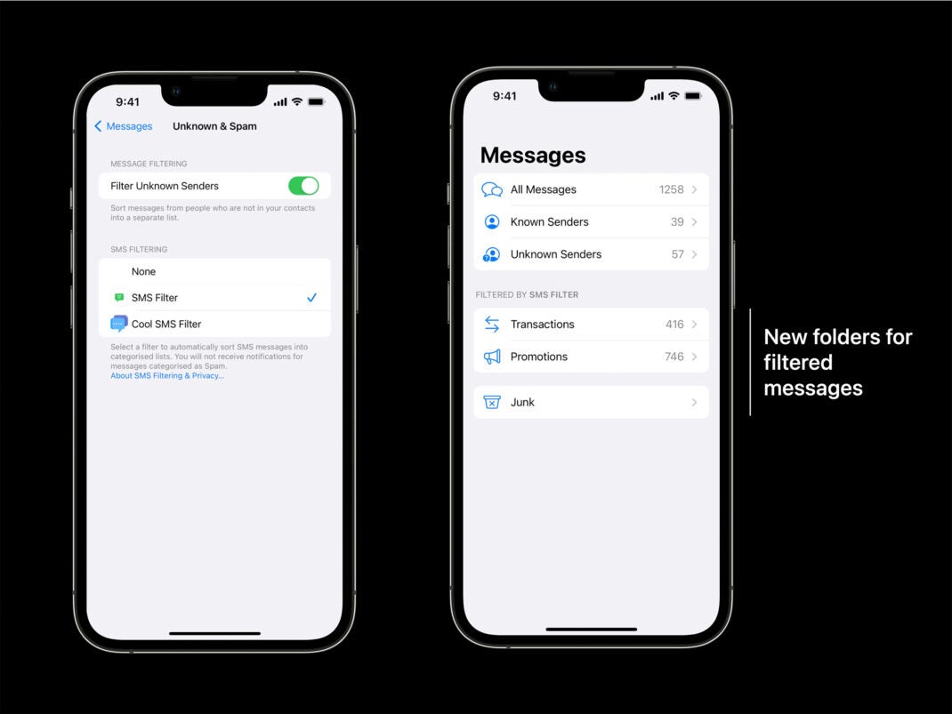 Neue SMS-Filter in der Nachrichten-App von iOS 16