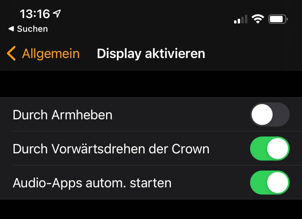 Apple Watch Bildschirm Armheben