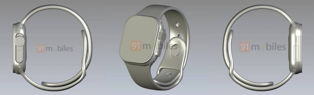 Drei Renderbilder der angeblichen Apple Watch Pro