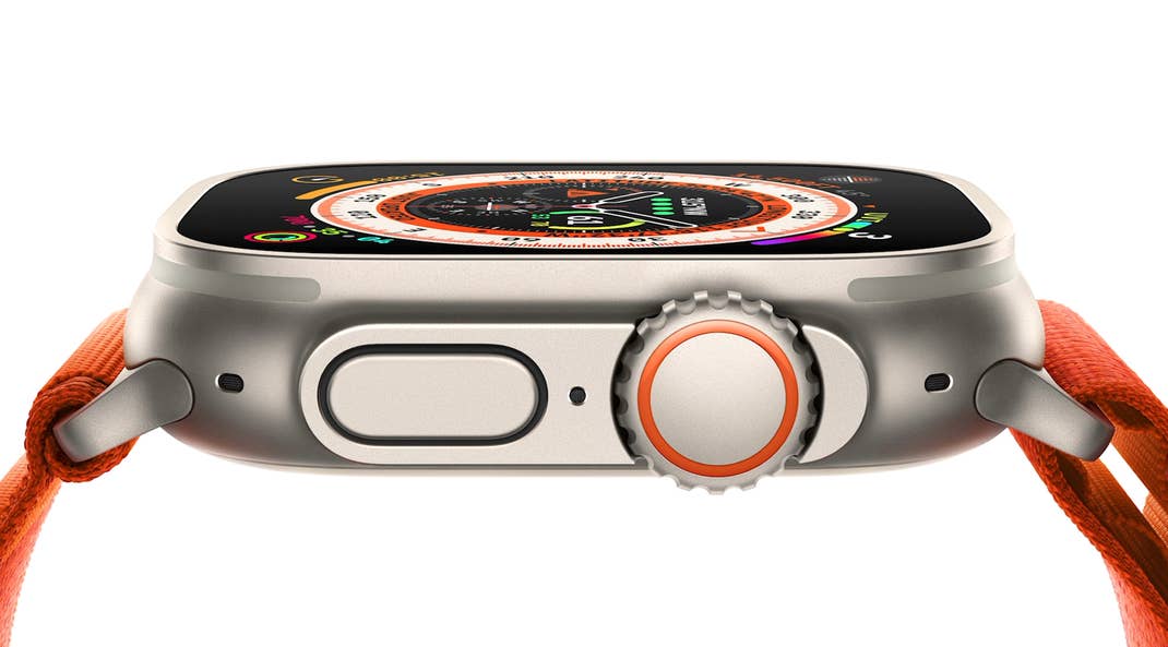 Seitenaufnahme der Apple Watch Ultra