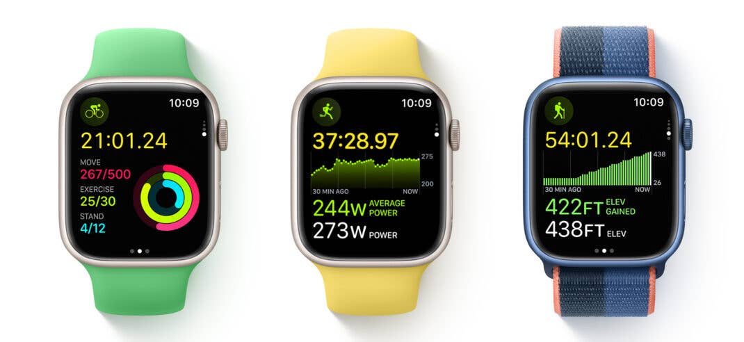 Die Workout-App in watchOS 9 zeigt diverse neue Messwerte an