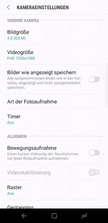 Apps und Software: Die Kamera App im Galaxy S8