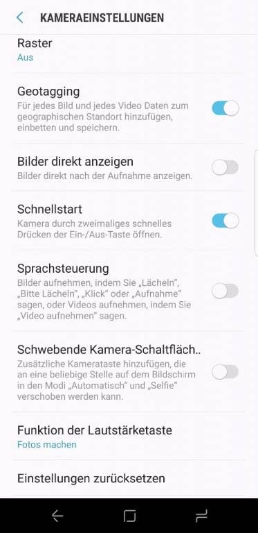 Apps und Software: Die Kamera App im Galaxy S8