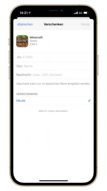 Apps verschenken unter iOS Beispiel