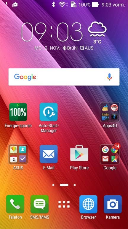 Asus Zenfone 2 Screenshots des Menüs im Test bei inside-digital.de