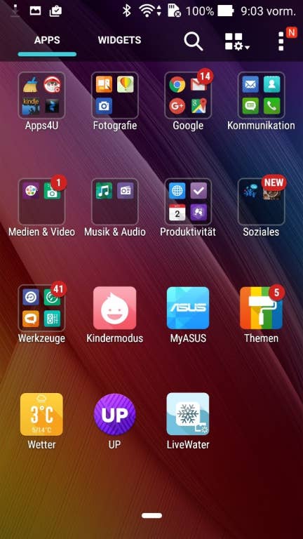 Asus Zenfone 2 Screenshots des Menüs im Test bei inside-digital.de