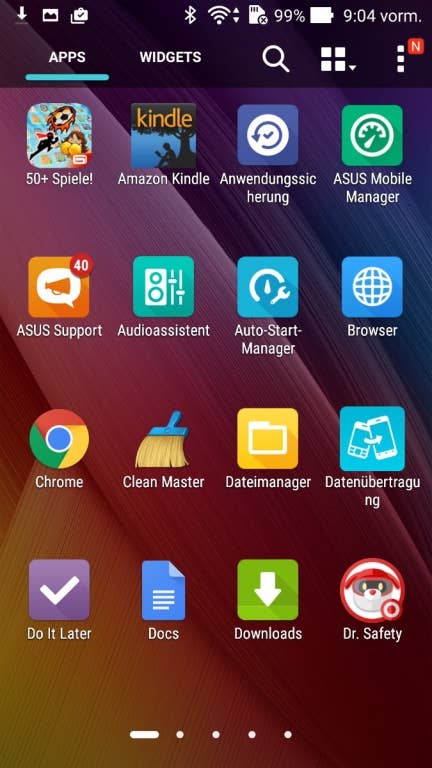 Asus Zenfone 2 Screenshots des Menüs im Test bei inside-digital.de