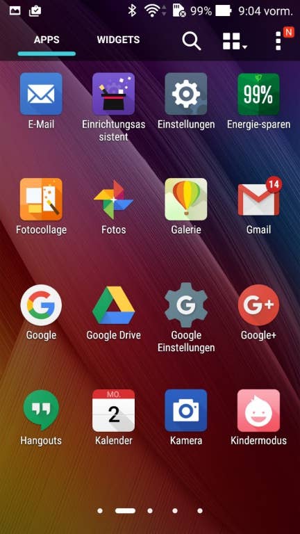 Asus Zenfone 2 Screenshots des Menüs im Test bei inside-digital.de