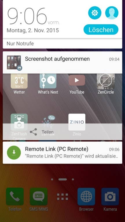 Asus Zenfone 2 Screenshots des Menüs im Test bei inside-digital.de