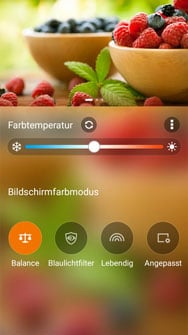 Bildschirmeinstellungen des Asus ZenFone Max