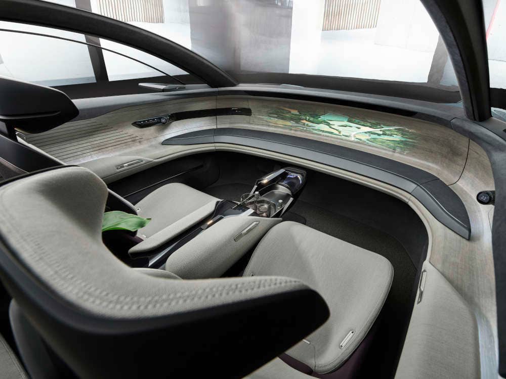 Audi grandsphere concept Interieur ohne Lenkrad.