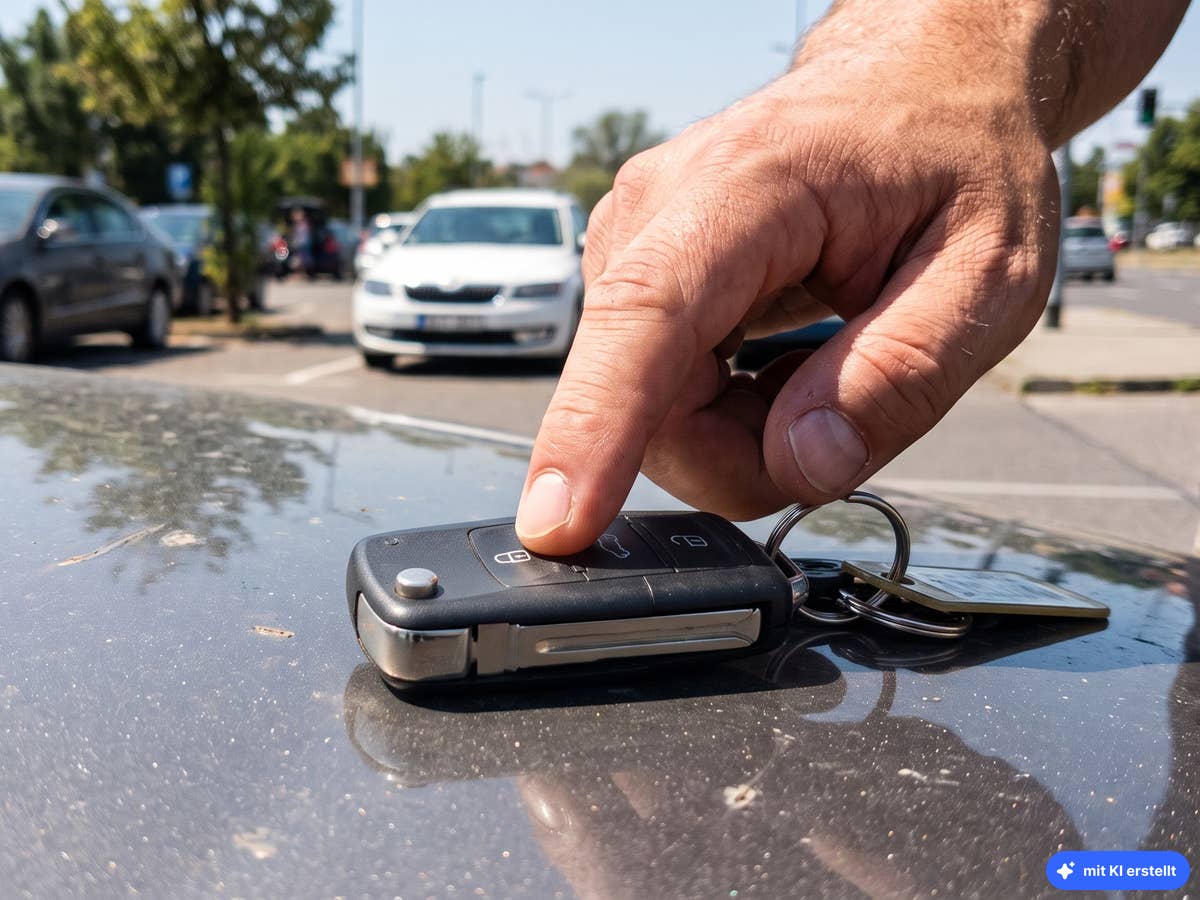 Halte einfach die Tasten gedrückt, schon aktivierst du eine versteckte Funktion Autoschlüssel liegt auf einer Motorhaube