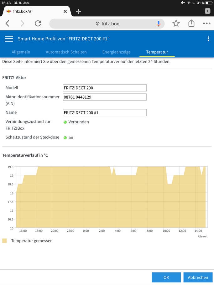 AVM FritzDECT 200 - Temperaturmessung